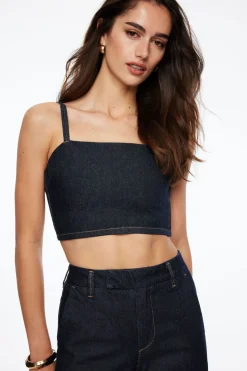 Jeans & Denim-Dynamite Boxy Denim Crop Top Blue