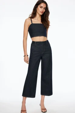 Jeans & Denim-Dynamite Boxy Denim Crop Top Blue