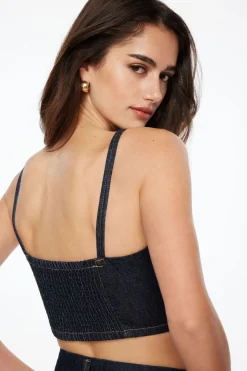 Jeans & Denim-Dynamite Boxy Denim Crop Top Blue