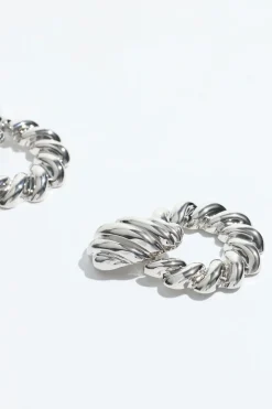 Earrings-Dynamite Braided Door Knocker Earrings Grey