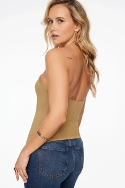 Tees & Tanks | Tees & Tanks-Dynamite Braided Halter Top Brown