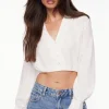 Blouses & Tops | Blouses & Tops-Dynamite Bubble Textured Crop Shirt White