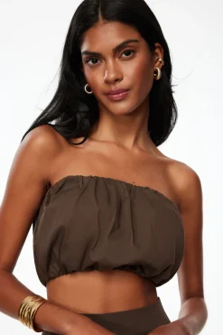 Blouses & Tops | Blouses & Tops-Dynamite Bubble Tube Top Brown