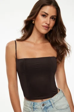 Tees & Tanks | Tees & Tanks-Dynamite Bustier Top With Boning Brown