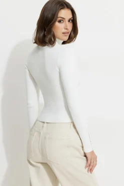 Sweaters & Cardigans | Long Sleeve Tops-Dynamite Button Cuff Turtleneck Sweater White