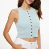 Sweaters & Cardigans | Sweaters-Dynamite Button Up Knit Vest Blue