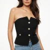 Blouses & Tops | Blouses & Tops-Dynamite Buttoned Corset Tube Top Black