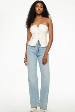 Blouses & Tops | Blouses & Tops-Dynamite Buttoned Corset Tube Top White