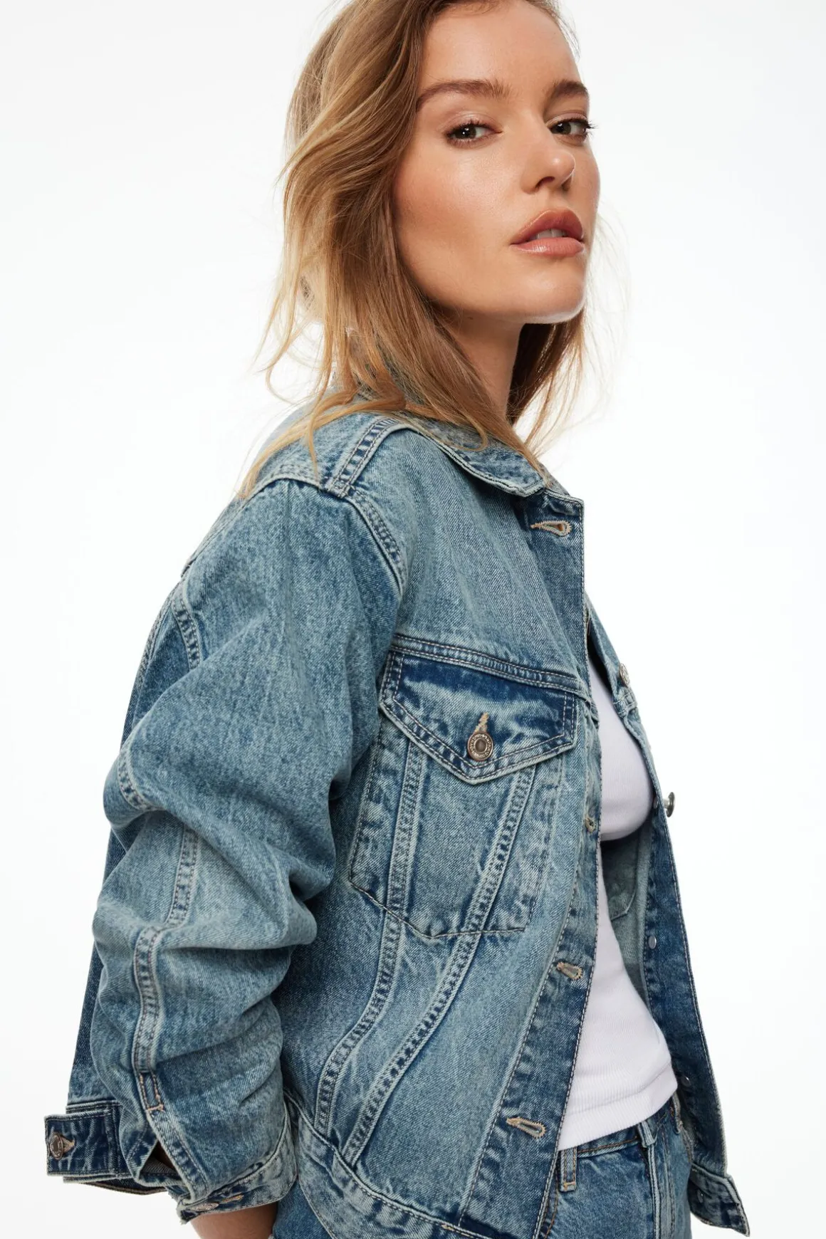 Jeans & Denim | Coats & Jackets-Dynamite Buttoned Denim Jacket Blue