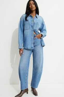 Jeans & Denim | Coats & Jackets-Dynamite Buttoned Denim Shirt Blue