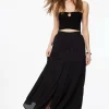 Skirts & Skorts | Skirts-Dynamite Buttoned Tiered Maxi Skirt Black