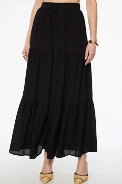 Skirts & Skorts | Skirts-Dynamite Buttoned Tiered Maxi Skirt Black