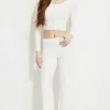 Pants | Online Exclusives-Dynamite Cable Knit Flared Pants White