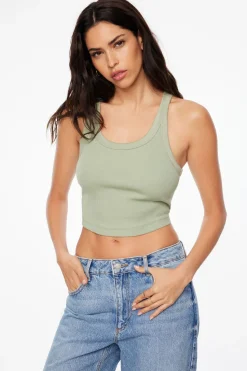 Tees & Tanks-Dynamite Camden Scoop Neck Crop Top Green