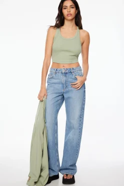 Tees & Tanks-Dynamite Camden Scoop Neck Crop Top Green