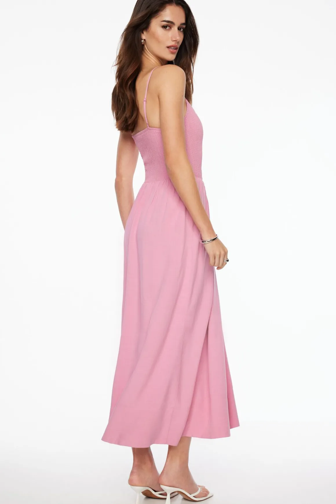 Dresses & Jumpsuits | Midi & Maxi Dresses-Dynamite Cami Ruched Linen Maxi Dress Red