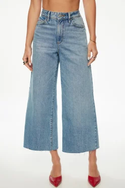 Jeans & Denim-Dynamite Chloe Ultra Wide Leg Crop Jeans Blue