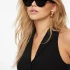 Sunglasses-Dynamite Chunky Cat-Eye Sunglasses Purple