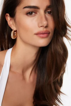 Earrings-Dynamite Chunky Ribbed Hoop Earrings Yellow