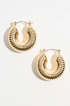 Earrings-Dynamite Chunky Ribbed Hoop Earrings Yellow