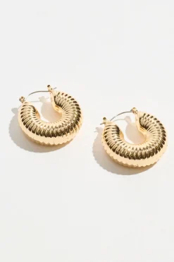 Earrings-Dynamite Chunky Ribbed Hoop Earrings Yellow