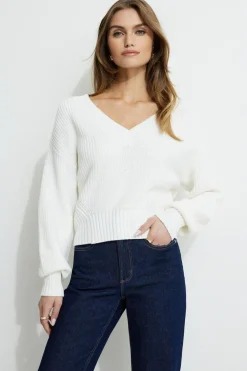 Sweaters & Cardigans | Sweaters-Dynamite Cinched Waist Sweater White