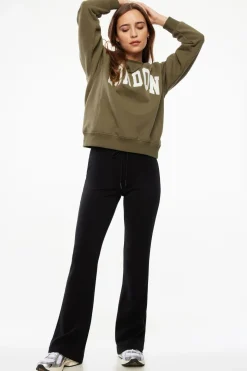 Long Sleeve Tops-Dynamite Classic Appliqué Crew Neck Sweatshirt Green