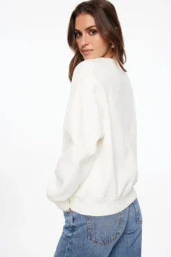 Long Sleeve Tops-Dynamite Classic Appliqué Crew Neck Sweatshirt White
