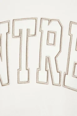 Long Sleeve Tops-Dynamite Classic Appliqué Crew Neck Sweatshirt White