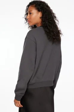 Long Sleeve Tops-Dynamite Classic Appliqué Crew Neck Sweatshirt Gray