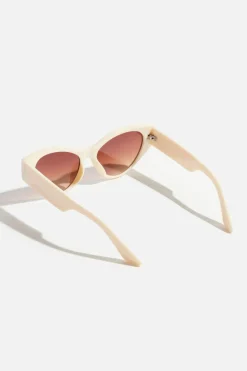 Sunglasses-Dynamite Classic Wide Arm Cat-Eye Sunglasses White
