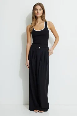 Tees & Tanks | Tees & Tanks-Dynamite Contrast Stitch Tank Top Black
