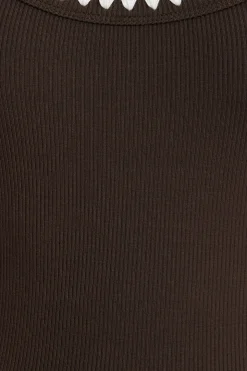 Tees & Tanks | Tees & Tanks-Dynamite Contrast Stitch Tank Top Brown