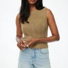 Sweaters & Cardigans | Sweaters-Dynamite Crewneck Crochet Top Brown