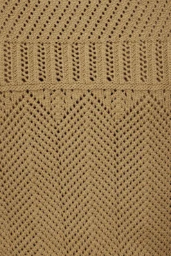 Sweaters & Cardigans | Sweaters-Dynamite Crewneck Crochet Top Brown