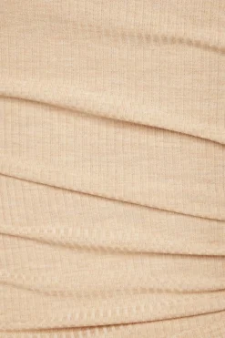Tees & Tanks | Tees & Tanks-Dynamite Crewneck Ruched Bungy Top Brown