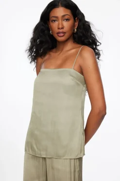 Blouses & Tops | Blouses & Tops-Dynamite Crinkled Satin Cami Green