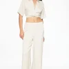 Pants | Wide Leg Pants-Dynamite Crinkled Wide Leg Pants Beige
