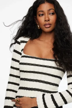 Dresses & Jumpsuits | Mini Dresses-Dynamite Crochet Stripe Mini Dress Brown