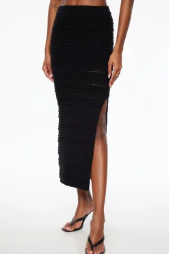 Skirts & Skorts-Dynamite Crocheted Open Stitch Midi Skirt Black