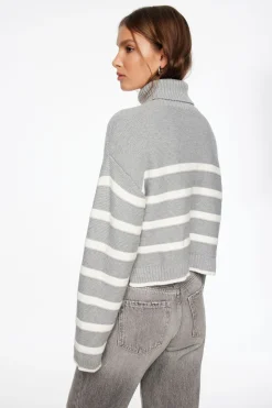 Sweaters & Cardigans | Sweaters-Dynamite Crop Turtleneck Sweater Gray