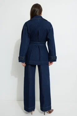 Jeans & Denim | Coats & Jackets-Dynamite Cropped Denim Trench Coat Blue