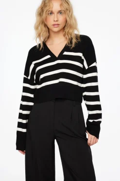 Sweaters & Cardigans | Sweaters-Dynamite Cropped Polo Sweater Black
