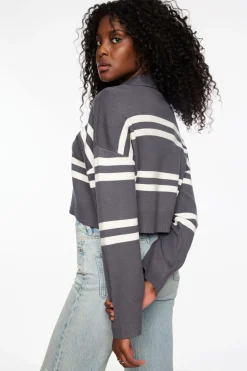 Sweaters & Cardigans | Sweaters-Dynamite Cropped Polo Sweater Gray