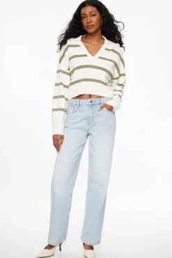 Sweaters & Cardigans | Sweaters-Dynamite Cropped Polo Sweater Green