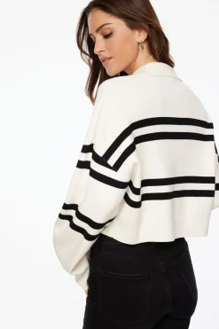 Sweaters & Cardigans | Sweaters-Dynamite Cropped Polo Sweater White
