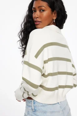 Sweaters & Cardigans | Sweaters-Dynamite Cropped Polo Sweater Green