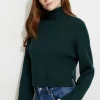 Sweaters & Cardigans | Sweaters-Dynamite Cropped Turtleneck Sweater Green