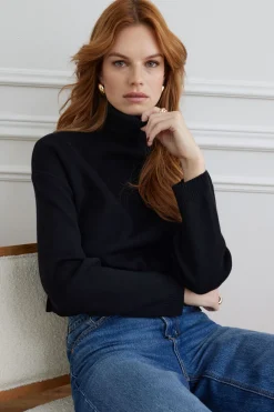 Sweaters & Cardigans | Sweaters-Dynamite Cropped Turtleneck Sweater Black