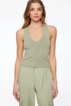 Sweaters & Cardigans | Sweaters-Dynamite Cross Back Sweater Tank Top Green